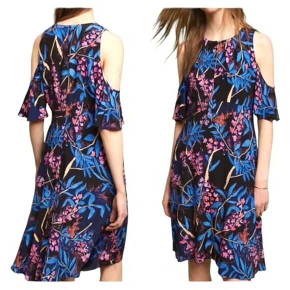Maeve Anthro Elia Cold Shoulder Floral Dress Size 2 - Picture 1 of 14